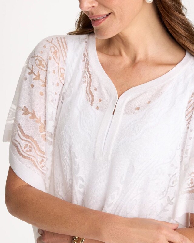Notch Neck Burn Out Sweater Poncho - image 4